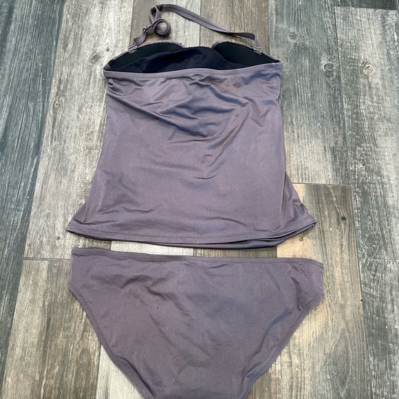 Lands' End Tankini Set - Wired Braided Top Sz 8 & Bottom Size 12 Mauve/Wine - Picture 6 of 10